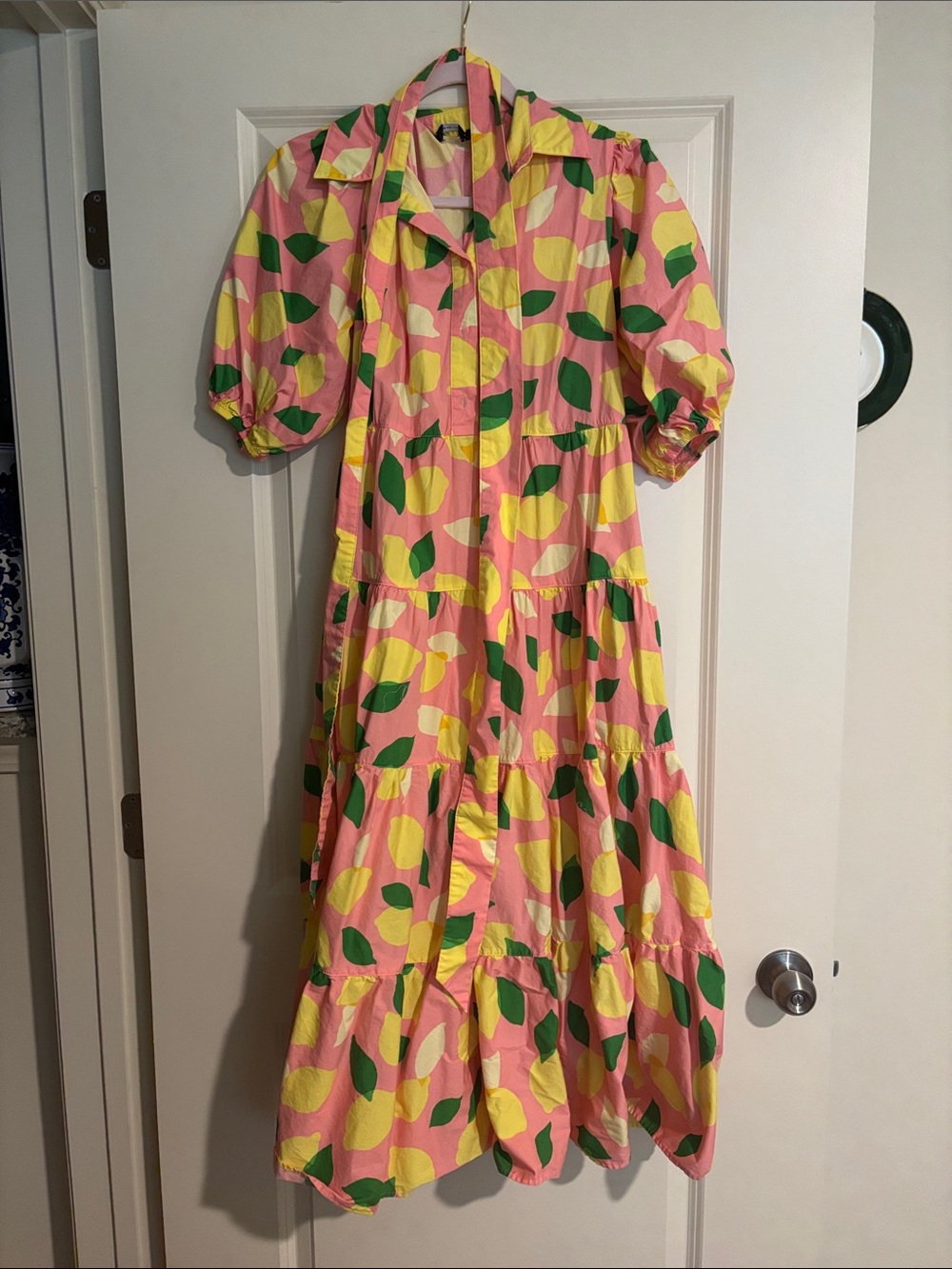 kate spade lemon toss tiered printed midi shirtdress - Picture 2 of 4